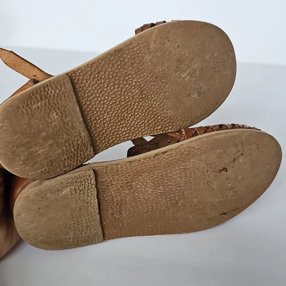 Girls Huarache Mexican Sunflower Leather Sandals Embroidered sz 20 / US 4.5 1854